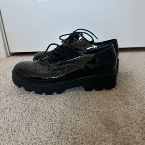 Matt & Nat ITZA Black Vegan Leather Oxford Shoes Size 7 (US) Size 38 (EU)